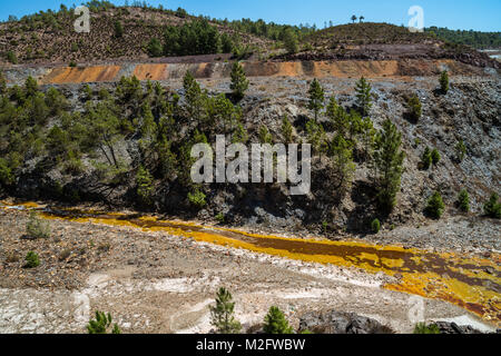 Rio Tinto, un fiume nella provincia di Huelva famoso per il suo profondo rosso e giallo ocra tinta. Andalusia, Spagna Foto Stock