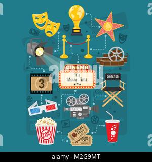 Cinema e Film Infographics Illustrazione Vettoriale