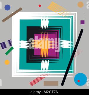 Composizione astratta nello stile di Malevich. Il futurismo Supermatism sfondo. Colorato astratto forme geometriche su sfondo grigio. Cubismo, Futurismo Illustrazione Vettoriale