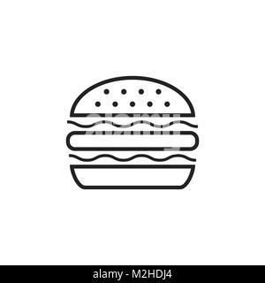 Burger fast food piatto icona vettore. Hamburger logo symbol illustrazione. Illustrazione Vettoriale