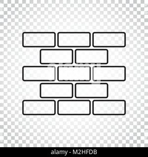 Lo stile di linea muro di mattoni di icona di stile di piatto su sfondo isolato. Simbolo di parete illustrazione. Semplice concetto di business pittogramma. Illustrazione Vettoriale