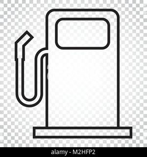 Gas combustibile icona stazione in stile linea. Auto pompa benzina illustrazione piana. Semplice concetto di business pittogramma su sfondo isolato. Illustrazione Vettoriale