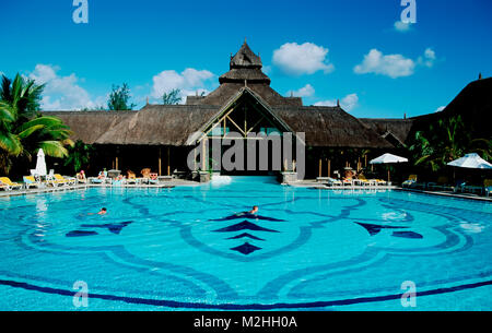 Pool di Shandrani-Hotel al Blue Bay-beach, Mauritius Foto Stock