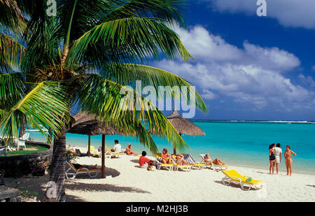 Spiaggia presso Hotel Le Paradis, Le Morne Peninsula, Mauritius Foto Stock