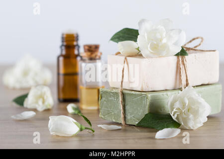 Sapone artigianale, Jasmine blossom, gelsomino olio essenziale Foto Stock