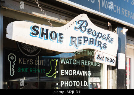 Shoe Repair segno, Glasgow, Scotland, Regno Unito Foto Stock