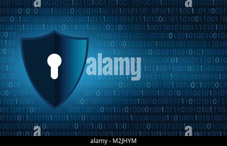 Protezione binario di Cyber security e tutela della privacy dei dati protezione e bloccare su cifre binarie sfondo Illustrazione Vettoriale