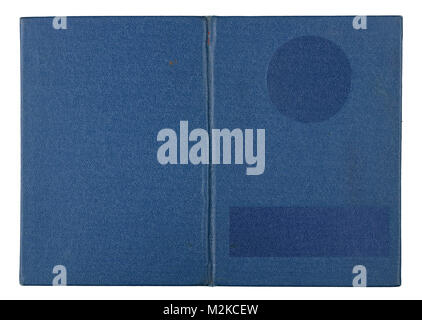 Diploma circa dell istituto con buone stime copertura- blu in similpelle. Isolato su bianco Foto Stock