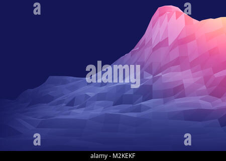 3D rendering di montagna bassa futuristico poli geometria astratta del paesaggio per lo sfondo Foto Stock