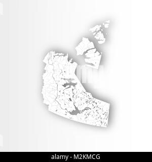 Province e territori del Canada - Mappa dei territori del nord-ovest con il taglio della carta effetto. I fiumi e i laghi sono mostrati. Si prega di guardare le mie altre immagini o Illustrazione Vettoriale