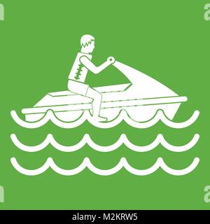 L'uomo sul jet ski rides Icon green Illustrazione Vettoriale