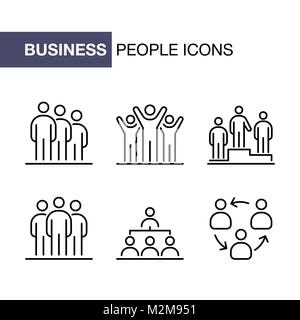 La gente di affari set di icone di linea semplice illustrazione piana. Illustrazione Vettoriale