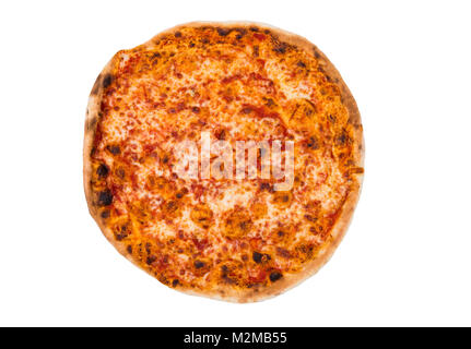 Italiano originale Pizza Margherita isolato su bianco. Il menu di ristoranti. Foto Stock