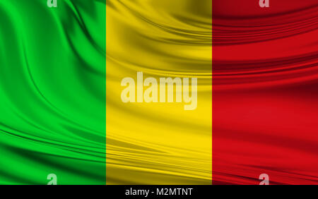 National sventola bandiera del Mali su un telo di seta Foto Stock