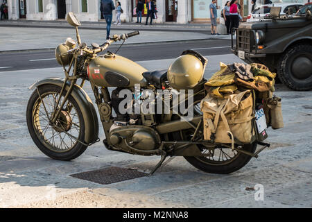 Trieste, Italia - 31 Marzo 2017: Foto di BSA M20 motocicli sono stati utilizzati dall'esercito britannico ma la Royal Navy e la Royal Air Force Foto Stock