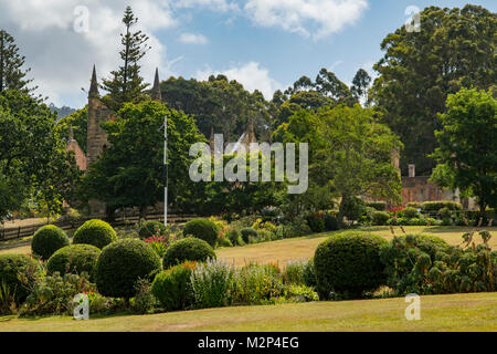 I giardini a Port Arthur, Tasmania, Australia Foto Stock