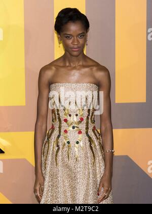 Londra, Regno Unito. 8 febbraio, 2018. Letitia Wright assiste Black Panther Premiere Europeo - Londra, UK (08/02/2018) | utilizzo del credito in tutto il mondo: dpa picture alliance/Alamy Live News Foto Stock