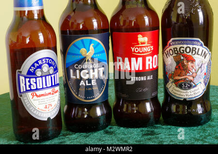 Selezione o assortimento di inglese birre Bottlede Foto Stock