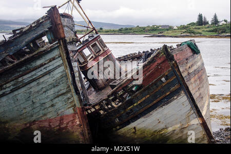 Rete ad anelli di barche a Isle of Mull, Scozia Foto Stock