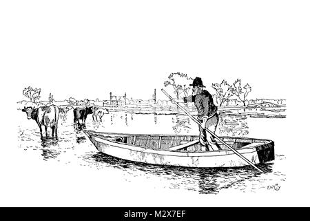 Ringwood acqua Prati, illustrazione di linea da Edward William Charlton dal 1895 lo studio di una rivista illustrata di belle e arte applicata Foto Stock