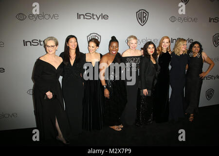 Celebrità frequentare xix annuale globi Post-Golden Party ospitato da Warner Bros Foto e InStyle presso il Beverly Hilton Hotel di Beverly Hilton Hotel. Dotato di: Meryl Streep, attivista di ai-jen Poo, attore Natalie Portman, attivista Tarana Burke, attore Michelle Williams, attore America Ferrera, attore Jessica Chastain, attore Amy Poehler, e attivista Saru Jayaraman dove: Los Angeles, California, Stati Uniti quando: 08 Gen 2018 Credit: Brian A/WENN.com Foto Stock