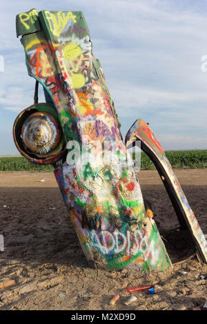 Cadillac Ranch di Amarillo nel Texas Panhandle Foto Stock