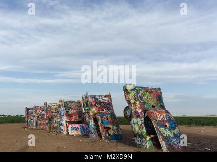 Cadillac Ranch di Amarillo nel Texas Panhandle Foto Stock