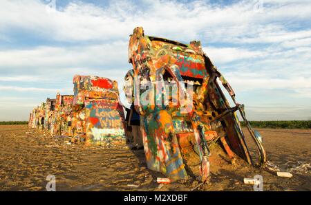 Cadillac Ranch di Amarillo nel Texas Panhandle Foto Stock