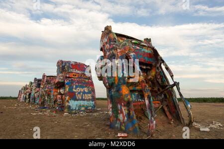 Cadillac Ranch di Amarillo nel Texas Panhandle Foto Stock