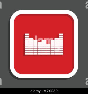 Suono icona vettore. Design piatto quadrato rosso internet pulsante. Illustrazione Vettoriale