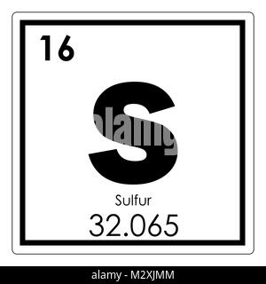 Zolfo elemento chimico tavola periodica simbolo della scienza Foto Stock