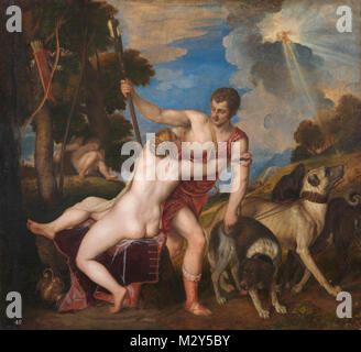 Tiziano, Venere e Adone, 1554 Foto Stock