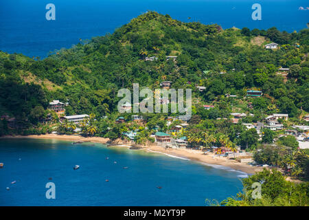 La vista della baia di Castara, Tobago Trinidad e Tobago, dei Caraibi Foto Stock