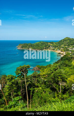 La vista della baia di Castara, Tobago Trinidad e Tobago, dei Caraibi Foto Stock