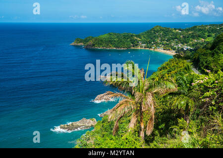 La vista della baia di Castara, Tobago Trinidad e Tobago, dei Caraibi Foto Stock