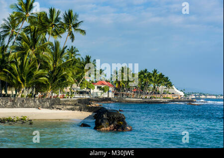 Da palme costa di Kailua - Kona, Big Island delle Hawaii, Foto Stock