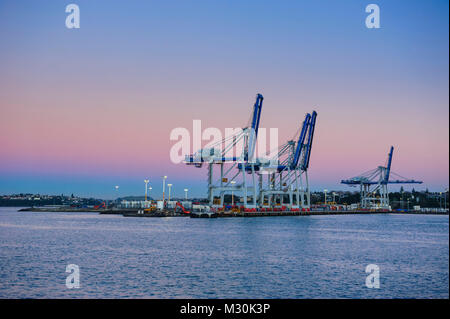 Pontile nel porto di Auckland in Nuova Zelanda Foto Stock