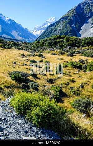 Mount Cook più alta montagna nel Parco nazionale di Mount Cook, isola del Sud, Nuova Zelanda Foto Stock