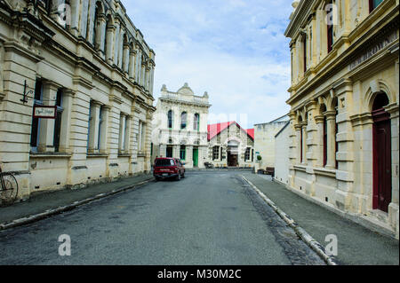 In stile vittoriano edifici del porto-tyne storico distretto, Oamaru, Isola del Sud, Nuova Zelanda Foto Stock