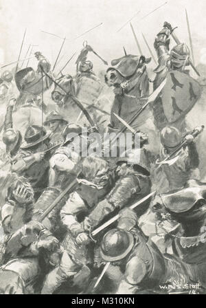 Battaglia di Bosworth Field, 22 agosto 1485, ultimo importante battaglia della guerra dei Roses Foto Stock