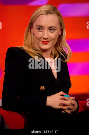 Saoirse Ronan durante le riprese del Graham Norton Show at The London Studios, che sarà in onda su BBC One il venerdì. Foto Stock