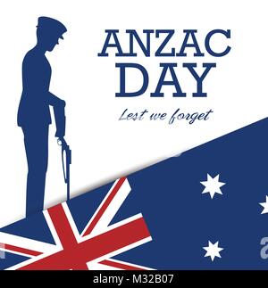 Anzac day poster con un soldato di guardia Illustrazione Vettoriale