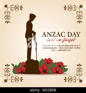 Anzac day poster con un soldato di guardia Illustrazione Vettoriale