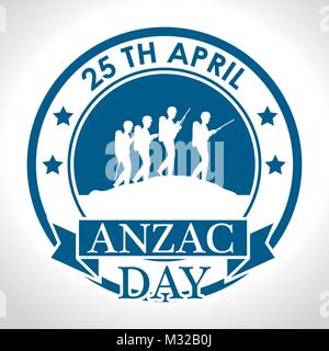 Anzac Day con Silhouette soldati nel campo Illustrazione Vettoriale