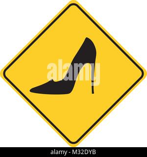 La scarpa da donna silhouette segno di traffico giallo illustrazione vettoriale Illustrazione Vettoriale