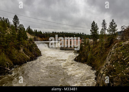 Nine Mile Falls Dam Foto Stock