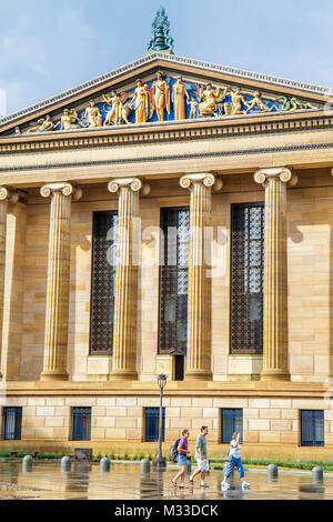 Philadelphia Pennsylvania, Philadelphia Museum of Art, istituzione, esterno, facciata, ingresso, frontone ala nord, colonne, architettura greca Revival Foto Stock