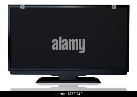 Vista ingrandita di astratta nero led tv su sfondo bianco Foto Stock