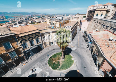 Vista aerea della capitale della Sardegna Foto Stock