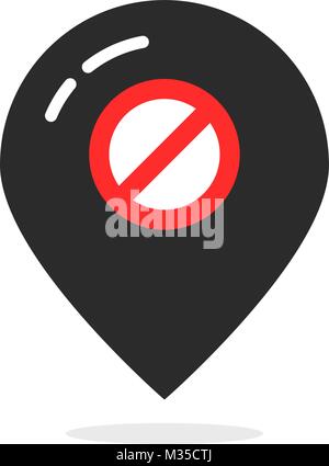 Mappa nero pin come non in linea Illustrazione Vettoriale